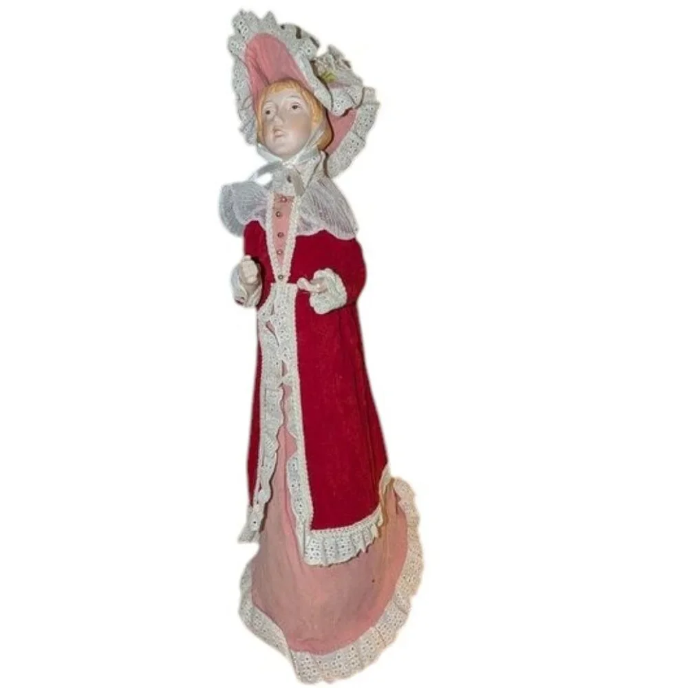 Vintage Victorian Elegant Lady Dickens Christmas Carol Porcelain Tree Topper